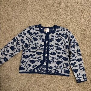 Floral Blue and Gray Sweater